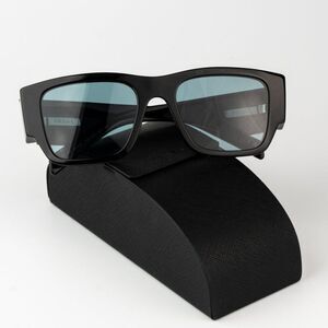 NEW Prada PR10ZSF 16K40K Black Petrol Green Square Unisex Sunglasses